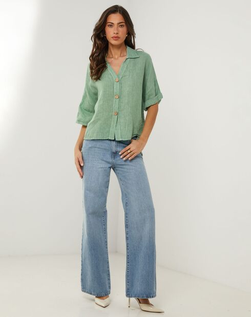 Chemise 100% Lin Zoé verte