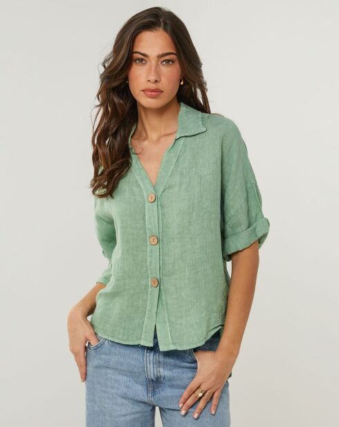 Chemise 100% Lin Zoé verte