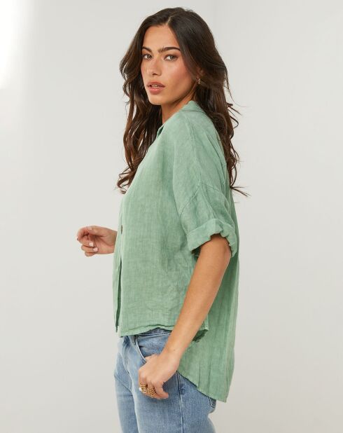 Chemise 100% Lin Zoé verte