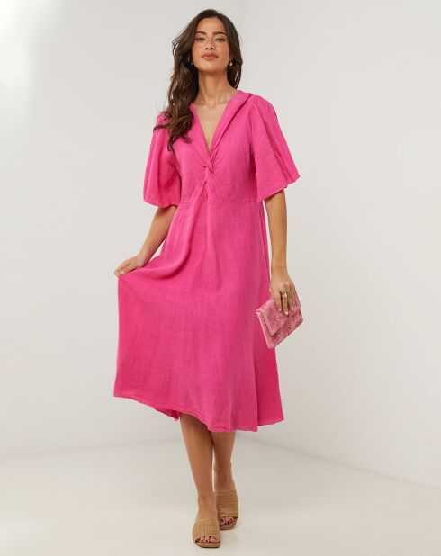 Robe 100% Lin Paulette rose