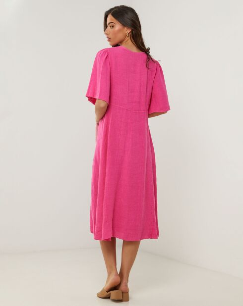 Robe 100% Lin Paulette rose