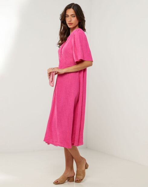 Robe 100% Lin Paulette rose