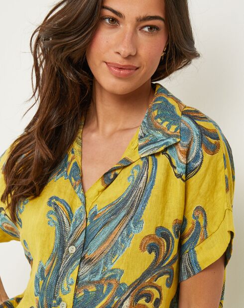 Chemise 100% Lin Jessica jaune