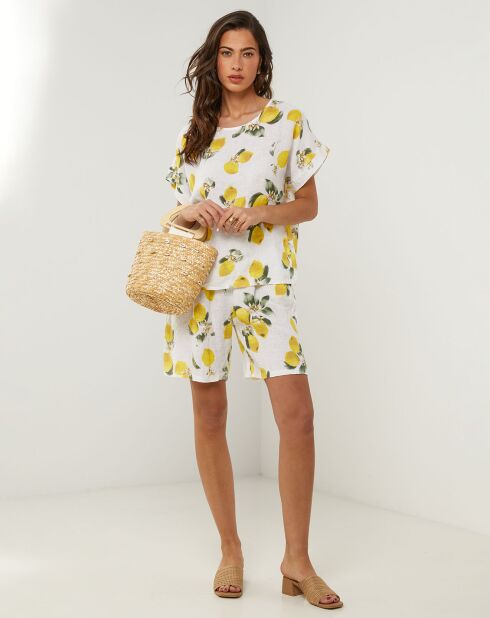 Weißes Top Alba aus 100% Leinen