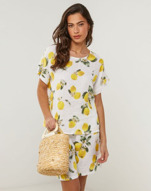 Weißes Top Alba aus 100% Leinen