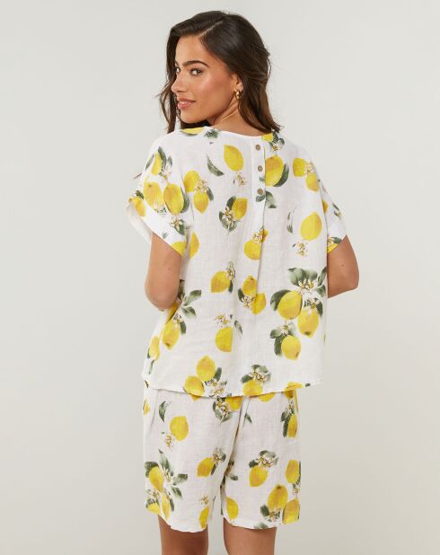 Weißes Top Alba aus 100% Leinen