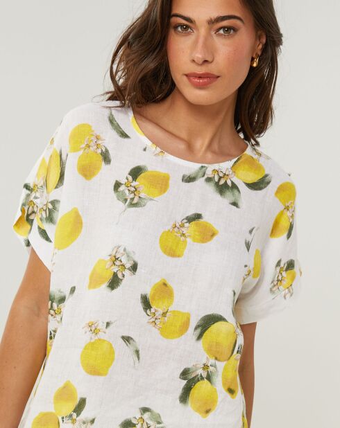 Weißes Top Alba aus 100% Leinen