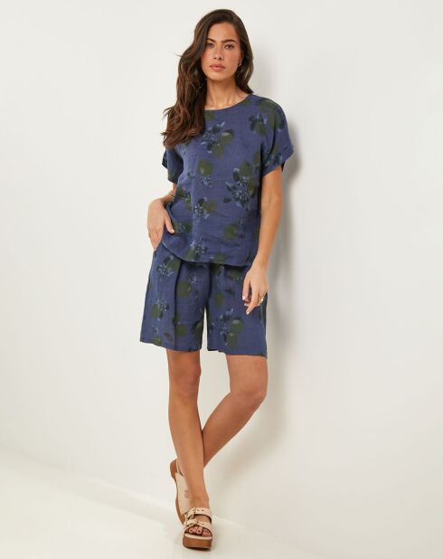 Alba marineblauwe top van 100% linnen