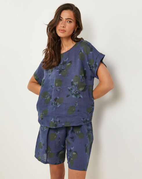 Alba marineblauwe top van 100% linnen