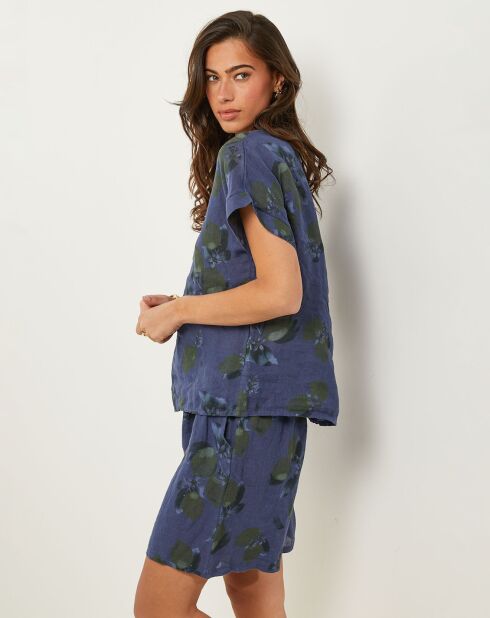 Alba marineblauwe top van 100% linnen