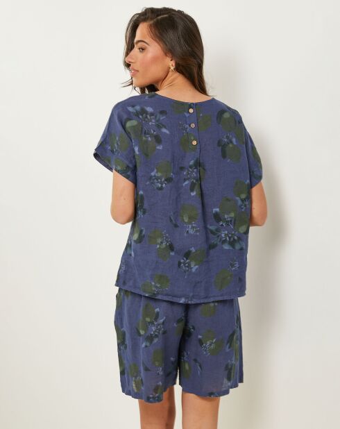 Alba marineblauwe top van 100% linnen