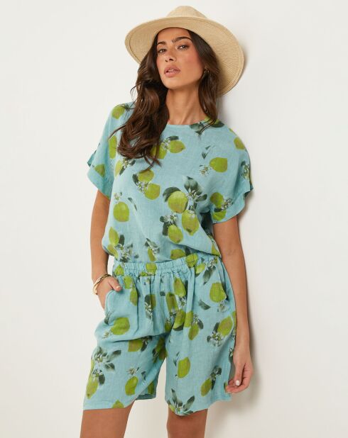 Top verde Alba 100% lino