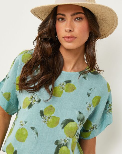 Top verde Alba 100% lino