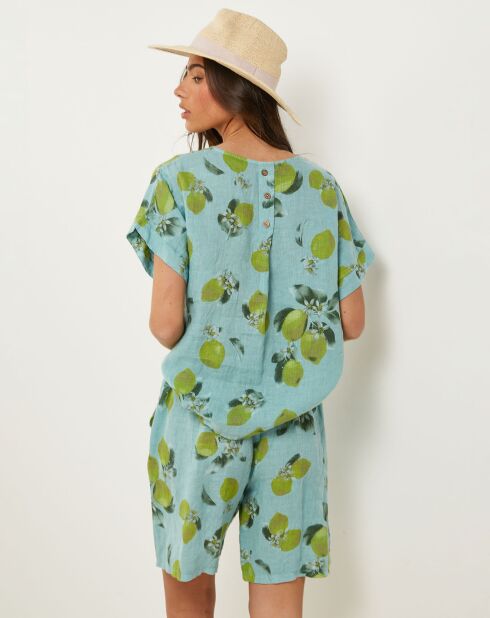 Top verde Alba 100% lino