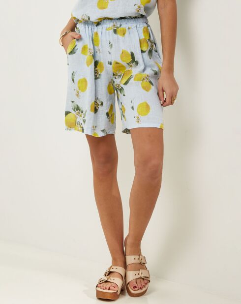 Short 100% Lin Aimée bleu ciel