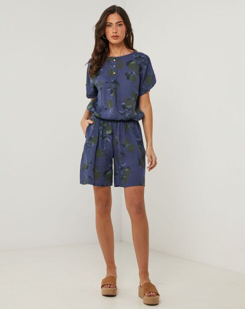 Marineblaue Shorts Aimée aus 100% Leinen