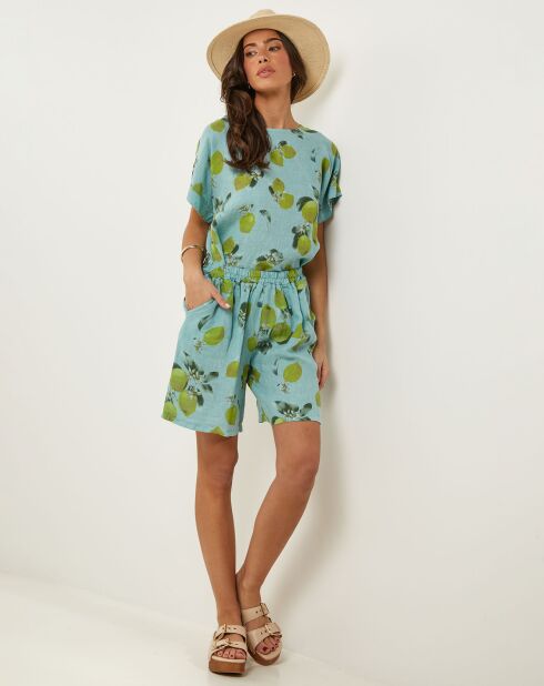 Aimée grüne Shorts aus 100% Leinen