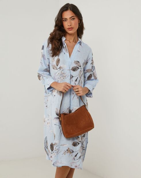 Hemelsblauwe jurk van 100% linnen Lou