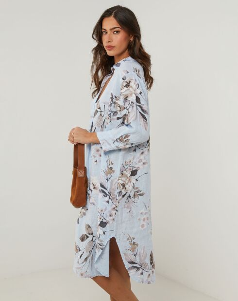 Hemelsblauwe jurk van 100% linnen Lou