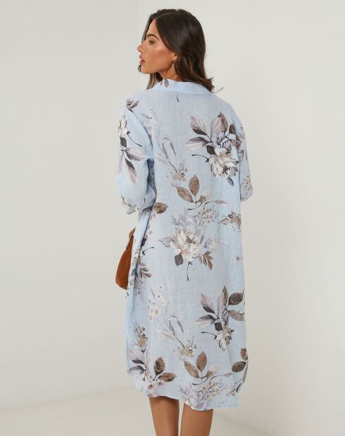 Hemelsblauwe jurk van 100% linnen Lou