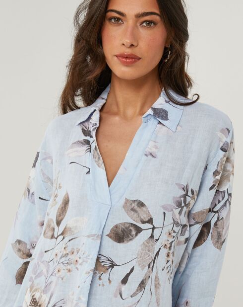 Hemelsblauwe jurk van 100% linnen Lou