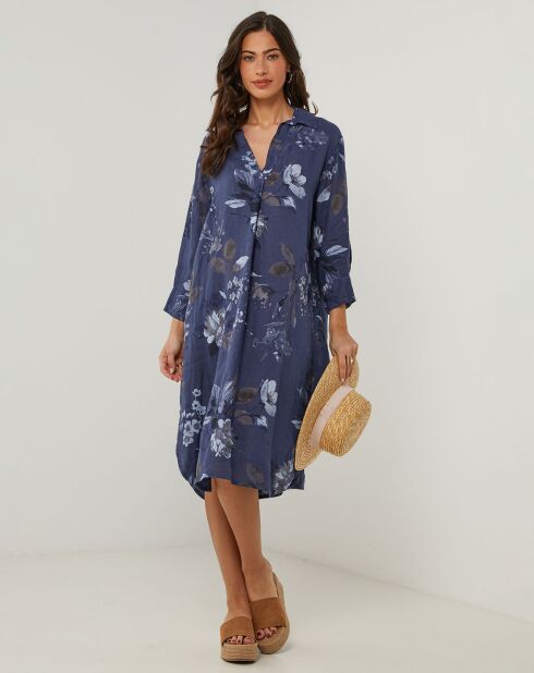 Robe 100% Lin Lou bleu marine