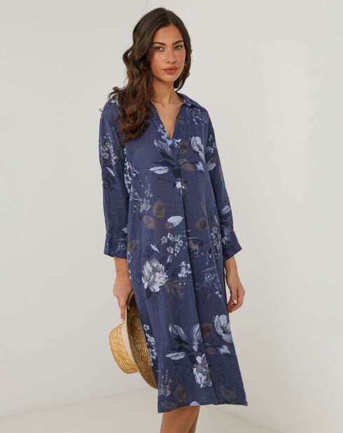 Robe 100% Lin Lou bleu marine