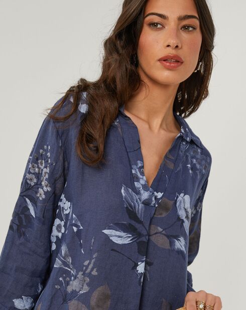 Robe 100% Lin Lou bleu marine