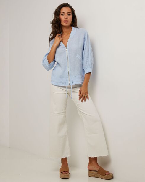 Himmelblaue Louise Jacke aus 100% Leinen