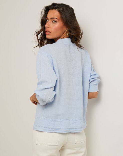 Himmelblaue Louise Jacke aus 100% Leinen