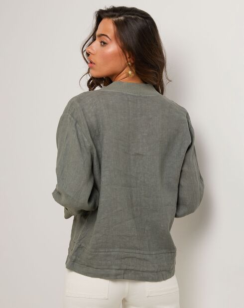 Veste 100% Lin Louise vert kaki