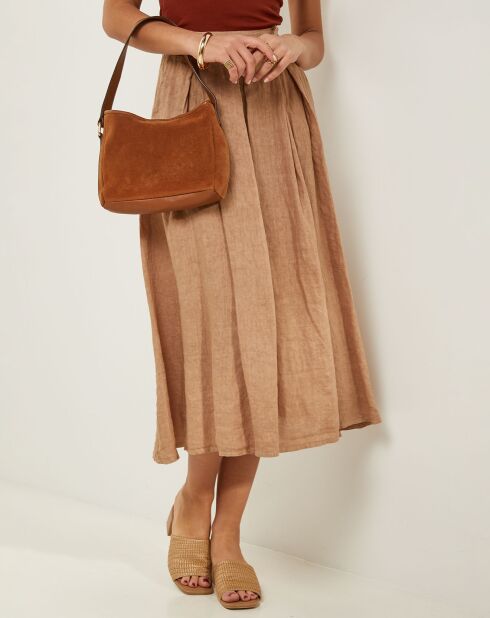 Gonna Anna camel 100% lino