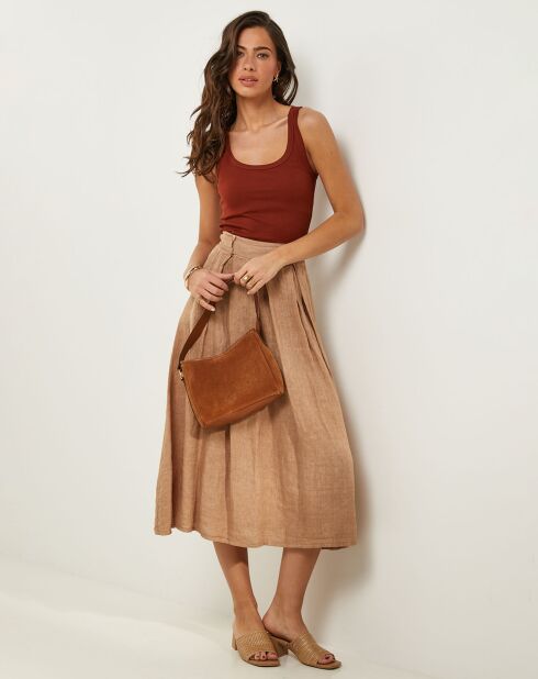 Jupe 100% Lin Anna camel