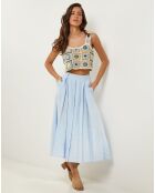 Jupe 100% Lin Anna bleu ciel