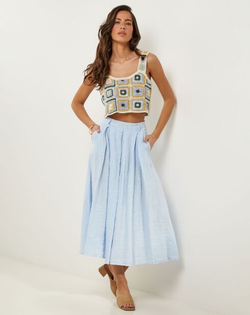 Hemelsblauwe Anna rok van 100% linnen