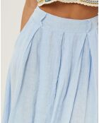Jupe 100% Lin Anna bleu ciel