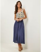 Jupe 100% Lin Anna bleu marine