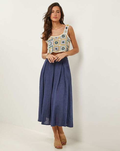 Anna marineblauer Rock aus 100% Leinen