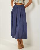 Jupe 100% Lin Anna bleu marine