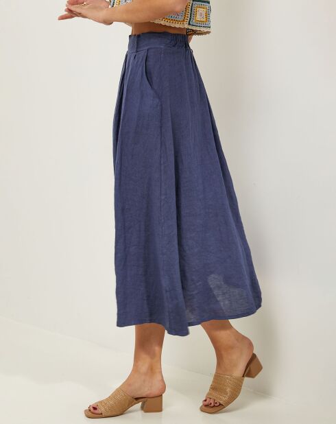 Jupe 100% Lin Anna bleu marine