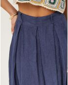 Jupe 100% Lin Anna bleu marine