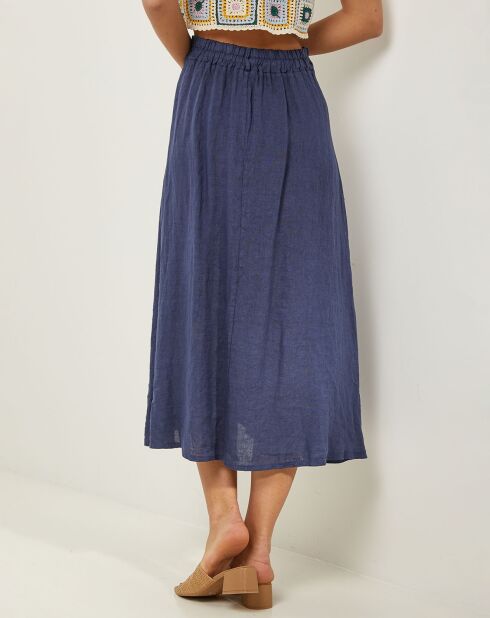 Jupe 100% Lin Anna bleu marine