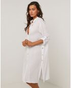 Robe Chemise 100% Lin Rose blanche