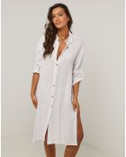 Robe Chemise 100% Lin Rose blanche