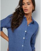 Robe Chemise 100% Lin Rose bleu jean
