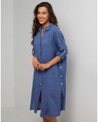 Robe Chemise 100% Lin Rose bleu jean