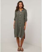 Robe Chemise 100% Lin Rose vert kaki