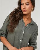 Robe Chemise 100% Lin Rose vert kaki