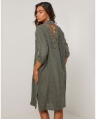 Robe Chemise 100% Lin Rose vert kaki