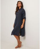 Robe Chemise 100% Lin Rose bleu marine